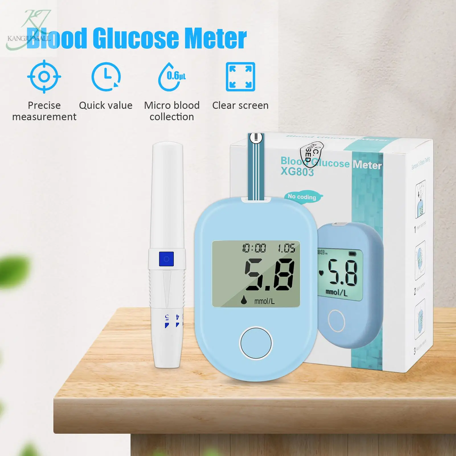 Suolaer Xg803 No Coding Blood Glucose Meter 50pcs/ 50pcs (No Meter) Medical Glucomemeters Diabetes Measurement Devices