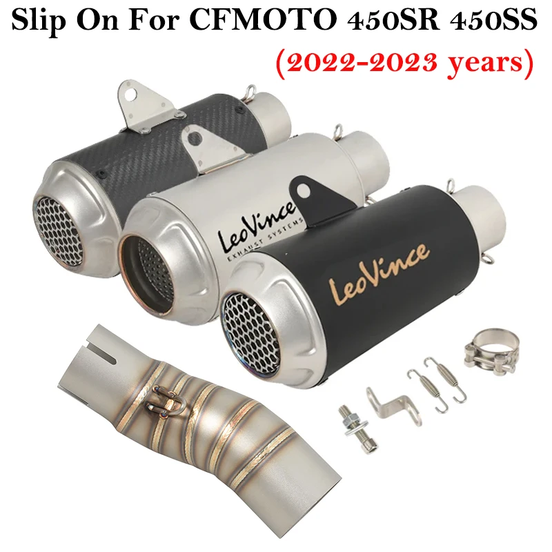 

Slip On For CFMOTO 450SR 450SS Motorcycle Exhaust Escape System Moto Modified Muffler Middle Link Pipe For LeoVince No DB Killer