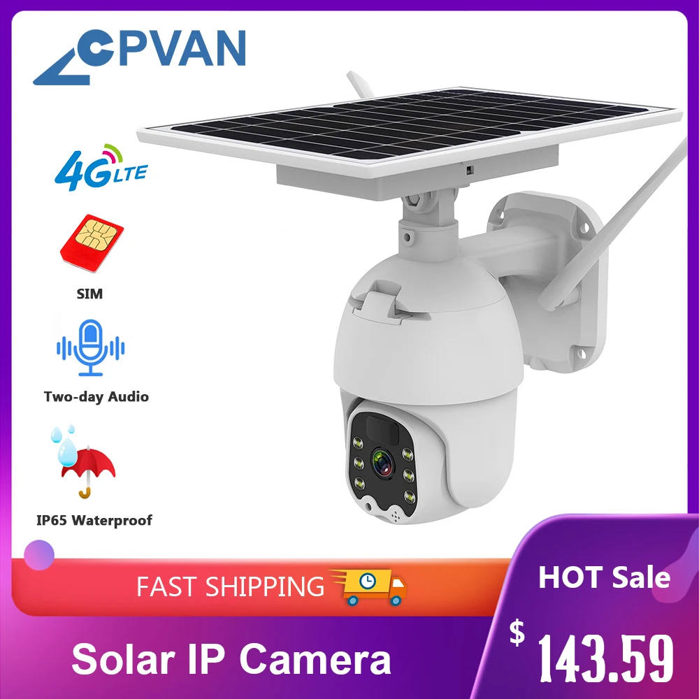 

IP-камера с солнечной панелью, 4G, SIM-картой, 1080P, Wi-Fi, 8 Вт