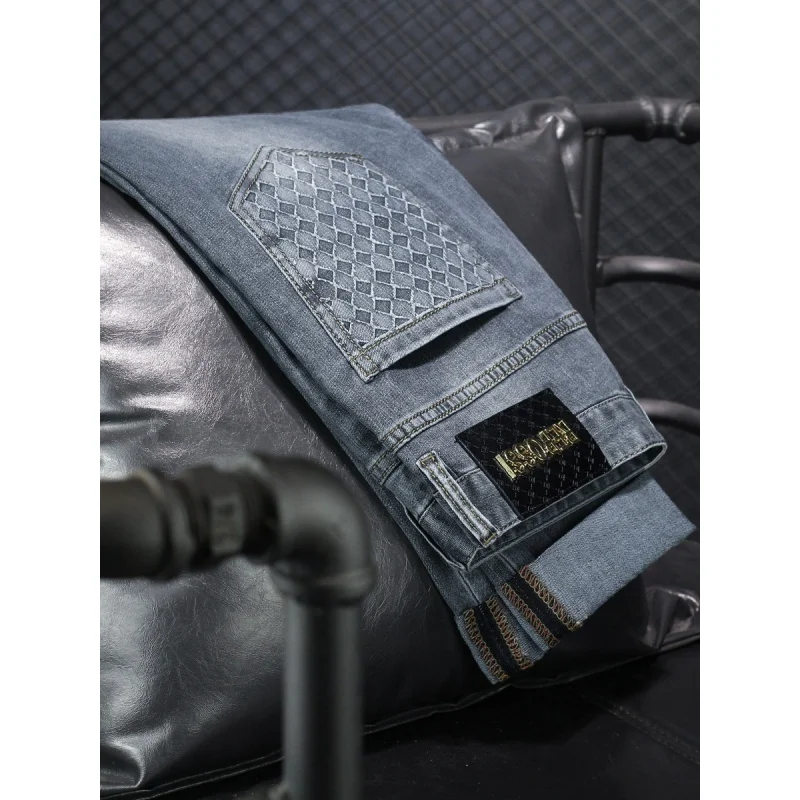 Summer thin jeans men's fashion fashion brand casual all-matching men's clothing light luxury high-end slim fit skinny pants