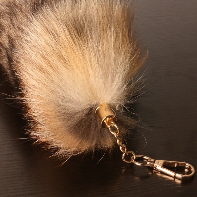 40Cm Fox Wolf Fur Tail Keychains For Women Men Faux Fur Pompom Pendant Keyring Bag Charm Car Key Chain Rings Handbag Accessories 2
