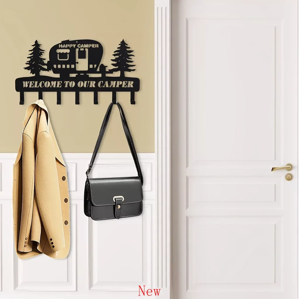 

Promotion Camper Key Holder Wall Decorative Metal Camper Coat Rack Hanger with 7 Hooks Camper Wall Decor Pine Tree Rustic Key H
