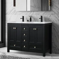 48" Bathroom Vanities with Sink Combo Modern Thickened Wood Bathroom Storage Cabinet w/Undermount Double Sink Home Improvement 1