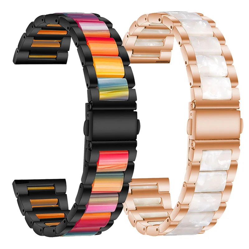 

22mm 20mm Metal+Resin Strap For Samsung Galaxy Watch 5 Pro 4 3 Classic Band 40mm 44mm 42mm 46mm 45mm Active 2 Alloy Bracelet