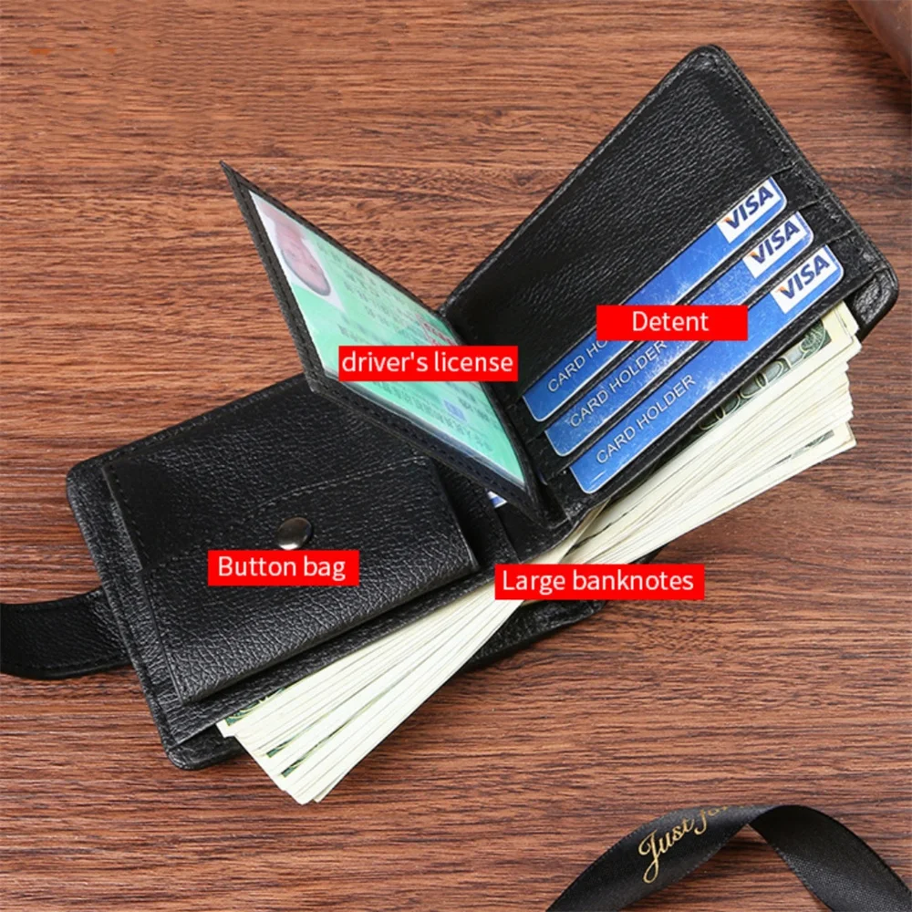 High Capacity Men's Hasp Leather Wallet Multiple Card Slots ID Credit Card Holder Coin Vintage Wallet Fashion Business Wallet 4