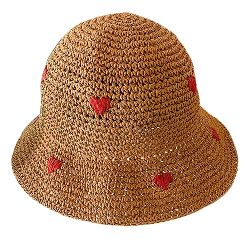 Women's Heart Pattern Wide Brim Crochet 