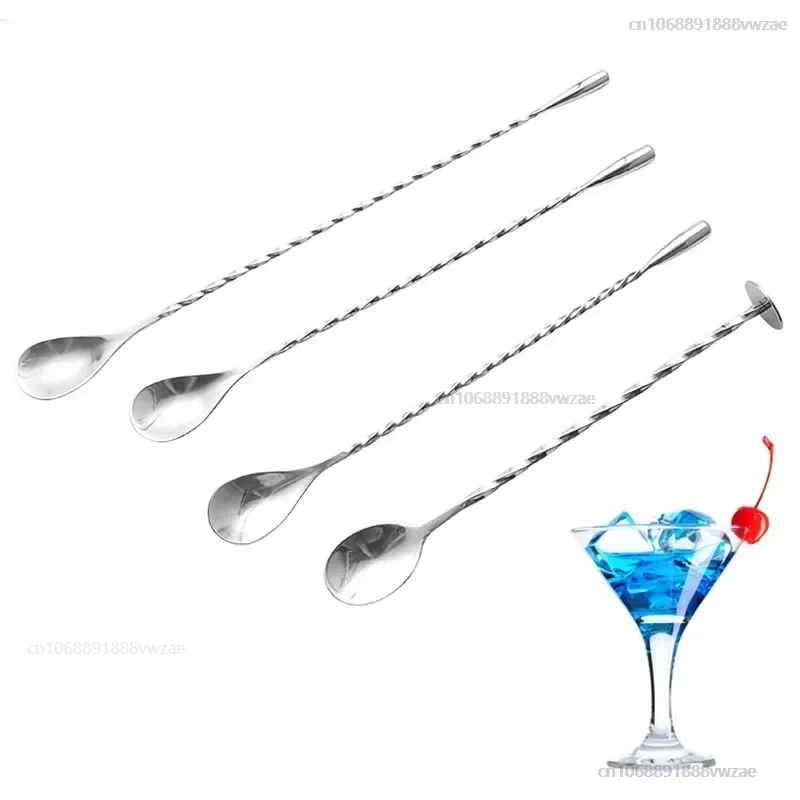 304 Stainless Steel Water Drop Mixing Spoon Fine Thread Bar Spoon Cocktail Mixing Kitchen Utensils Mini Bar