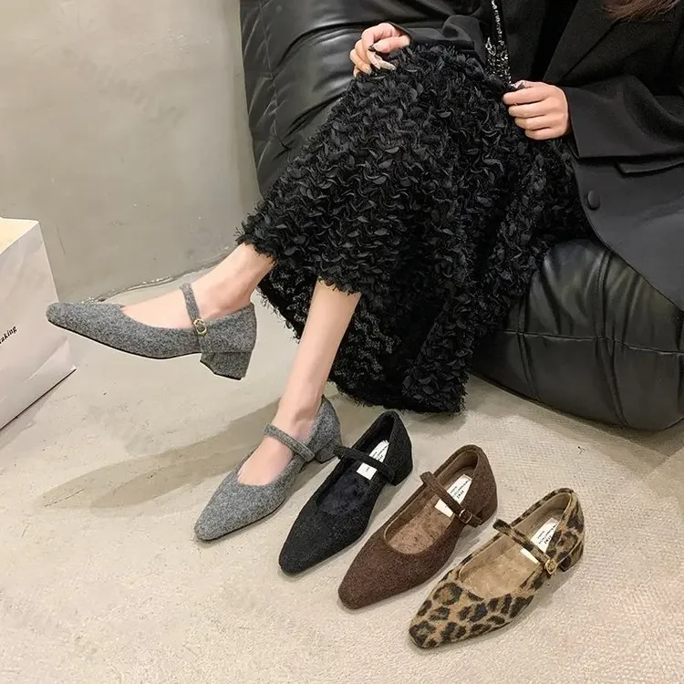 Casual Women's Low Heels Mary Jane Shoes New 2025 Fashion Shallow Comfortable Straps Leopard Walking Party Loafers Ladies Shoes 2