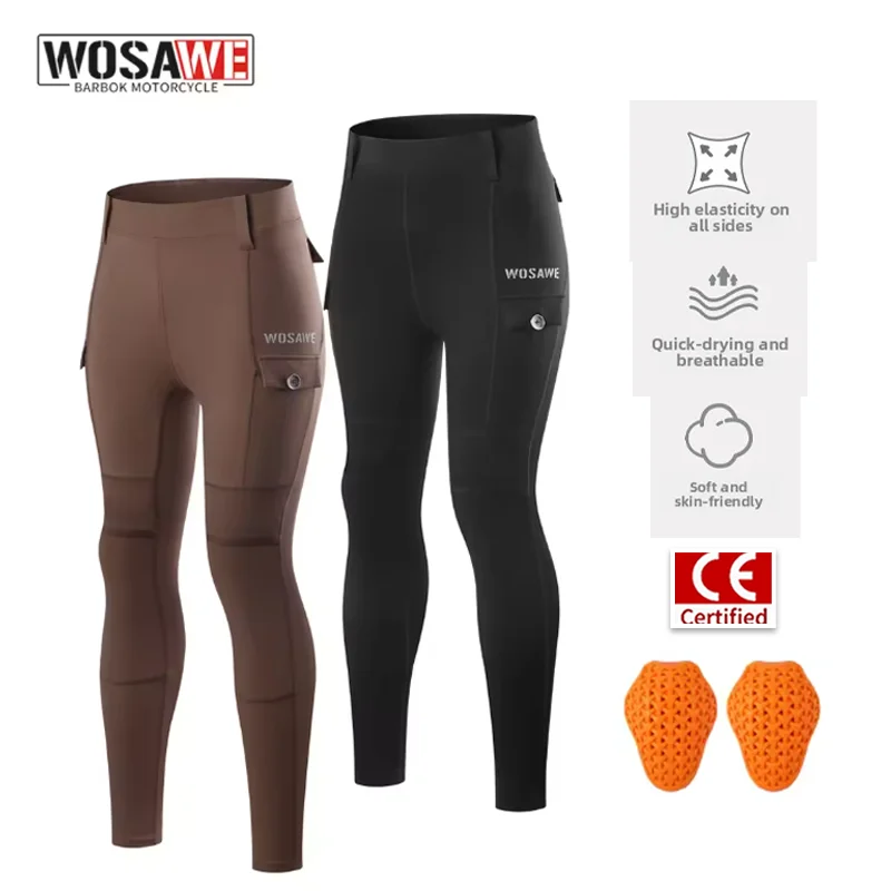 WOSAWE Spring/Summer Women's Workwear Motorcycle Style Riding Pants Motorcycle Sports Trousers Casual Daily Hip-lifting Pants 1