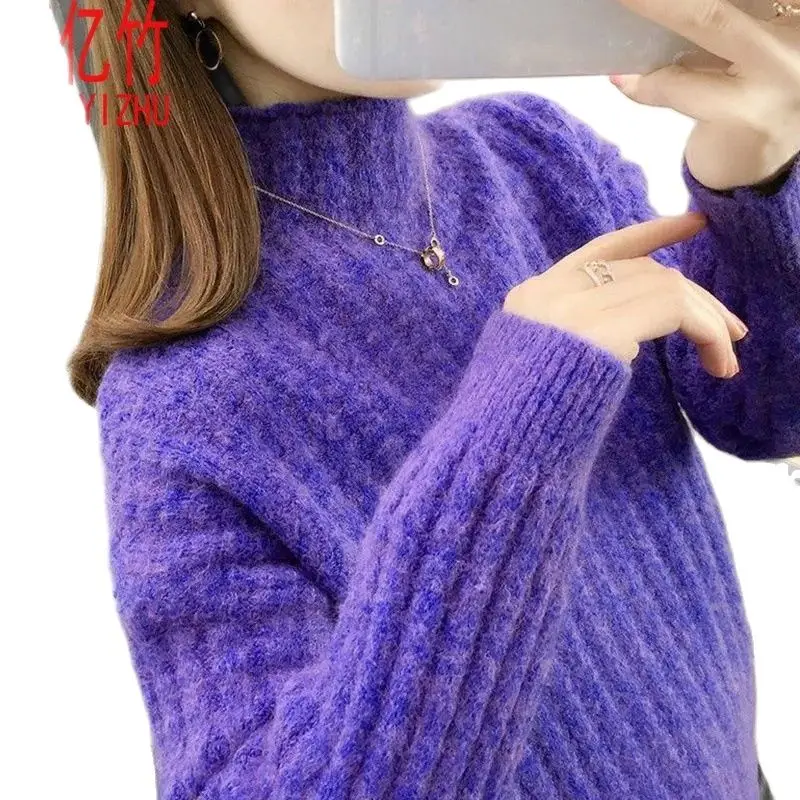 

Lnternet Celebrity Women Knitting Shirt Sweater Female Winter Thicken Keep Warm Loose 2023 New Fashion Miss Bottoming Shirt