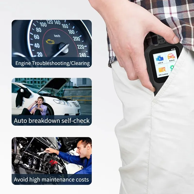 Obd2 Scanner 1 PC V318 Automobile Fault Diagnosis Instrument Engine Tester Reading Card Battery Detection