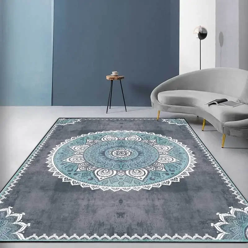 Nordic round Carpets Rural flowers blue ethnic style Rug Living Room ...