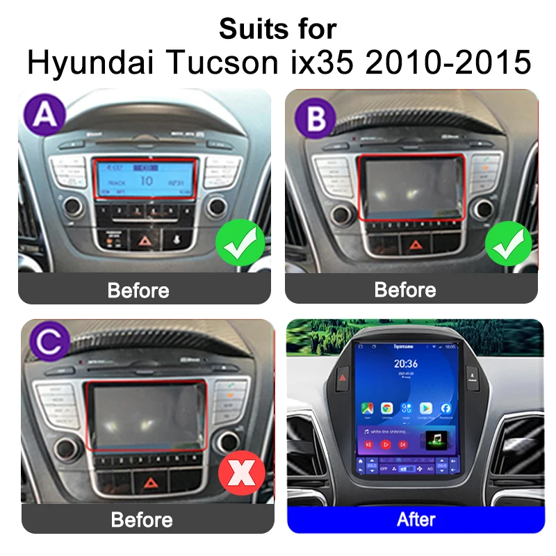 車用ラジオフェイシア Hyundai Tucson IX35 2010+ ナビゲーション取り付けパネルフレームケーブル 7インチ カ に適合する Ix35  2010 2011 2012 2013-2015 フレームビデオプレーヤーナビゲーションDVDパネルトリム9. EPYBVTGD(小さな店)  に適合する ヒュンダイ に適合する ... 車用ラジオフレーム Hyundai Tucson IX35 2010+ ナビゲーション取り付けパネルフレームケーブル 7インチ カー