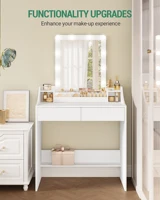 Туалетный столик со светодиодной подсветкой и зеркалом, регулируемой яркостью, туалетный столик с 2 ящиками и 3 открытыми отделениями