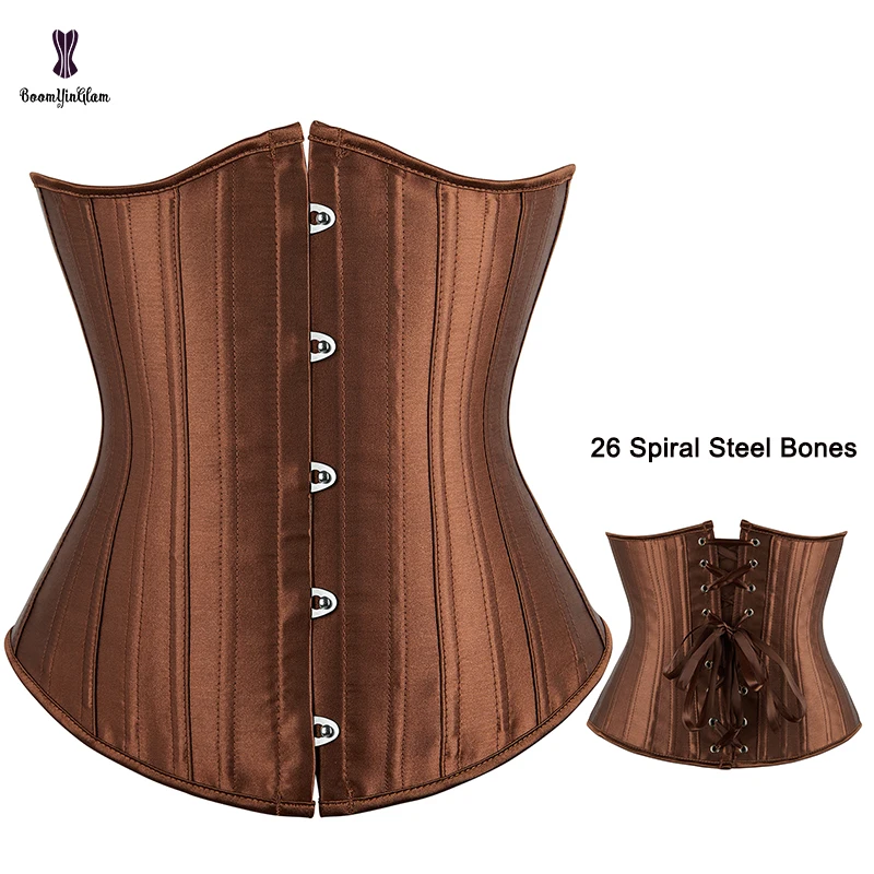 Top Corset 26 Steel Bone Black Corset Top Gothic Women Waist Girdle Satin Underbust Sexy Bustier Apricot Waist Korsett