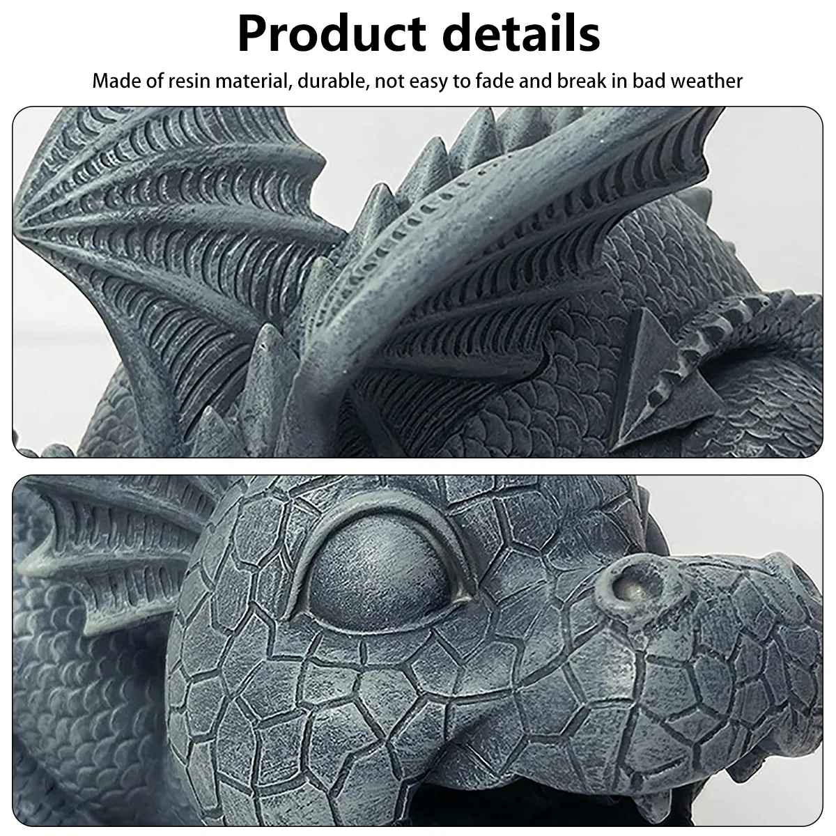 Fontaine De Jardin Dragon En Résine - 30x30x22 Cm - Sculpture Extérieure Avec Jeu D'eau, Style Gothique