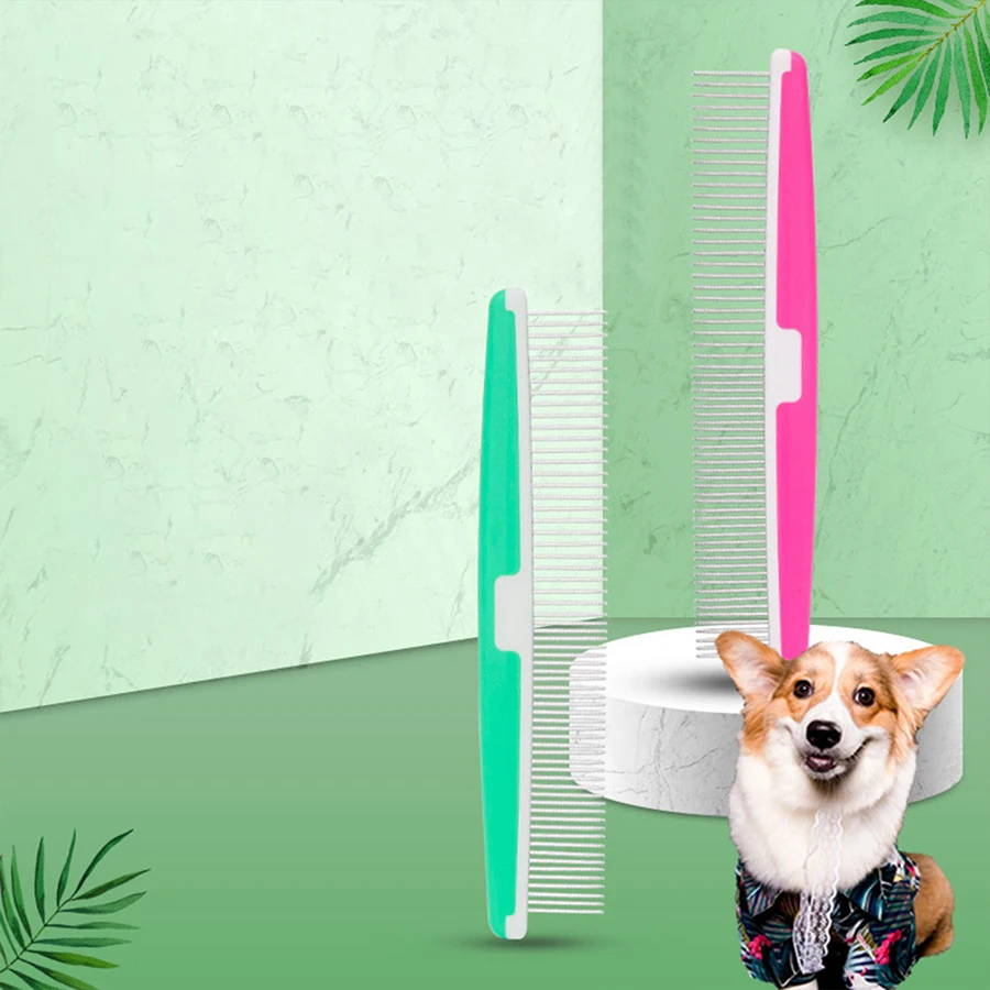 1 piece of colorful plastic pet grooming comb for cats with sparse and dense double toothed comb
