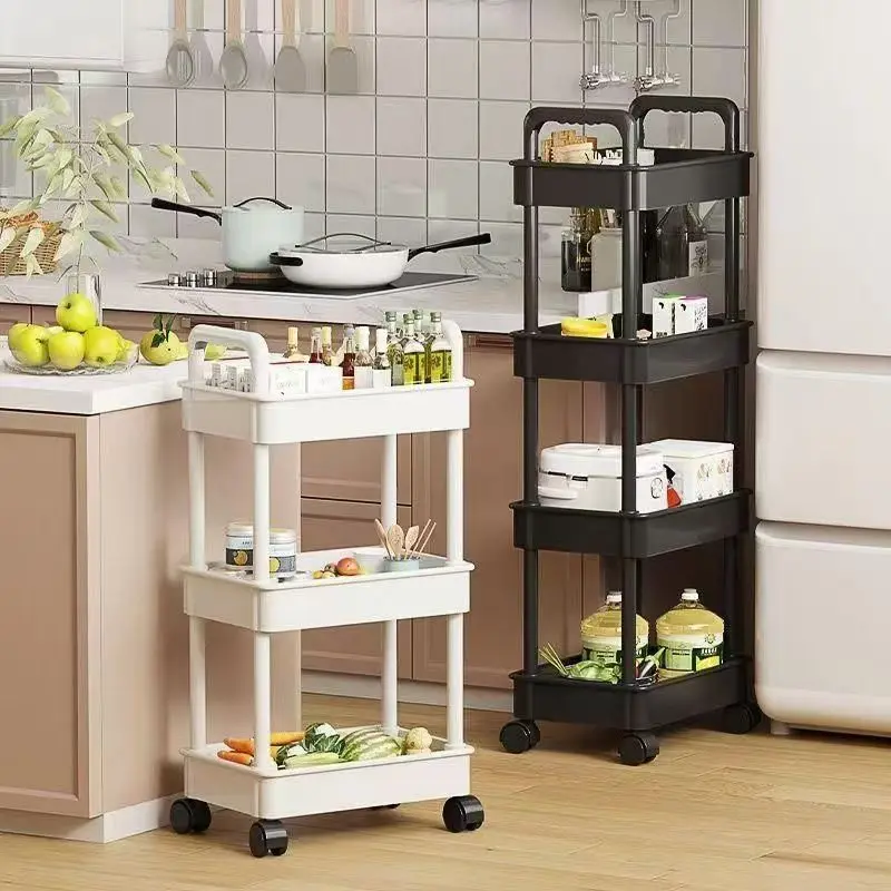 Sb8daed84ca3e46eea63adb1d8de76a80T küchexyz.de Best Price | Fast Delivery |Quality Product Kitchen Multi-functional Storage Rack, Mobile Trolley, Floor-standing Multi-layer Storage Rack, Snacks, Fruits and Vegetables