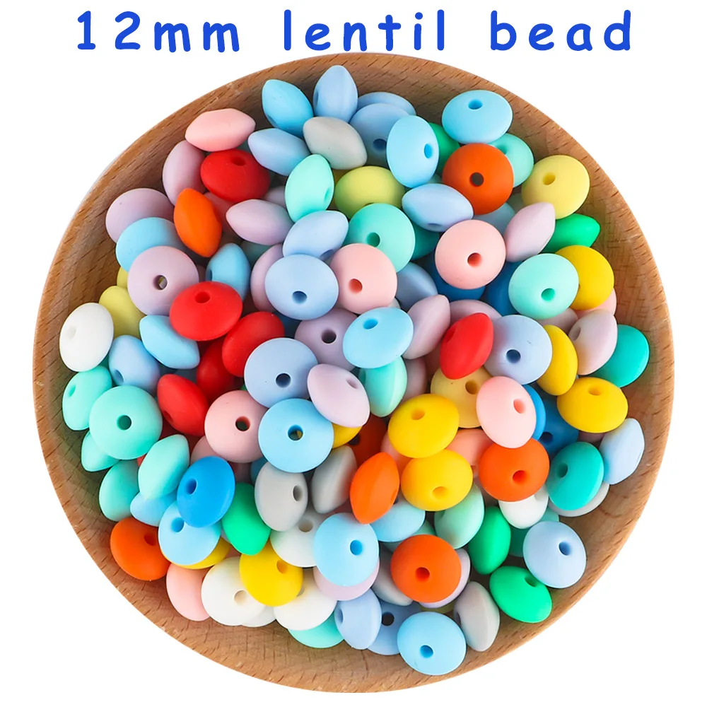 

Sunrony 50Pcs 12MM Silicone Lentil Round Beads DIY Baby Pacifier Chain Bracelet Necklace BPA Free Jewelry Accessories
