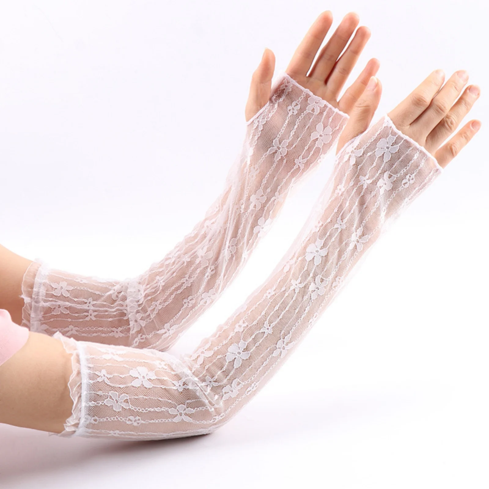 2PCS Black Lace Arm Sleeves,Sheer Floral Pattern Long Gloves,Elegant Retro-Style Arm Warmers For Women, Stylish Party Daily Wear