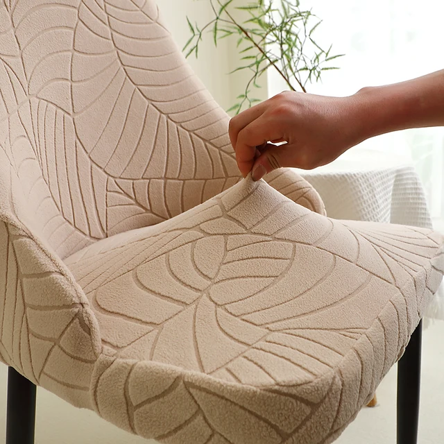 Fodera per poltrona piccola elasticizzata Fodera per sedia da pranzo jacquard a foglia Protezione per sedia curva all-inclusive per la casa delle feste 1/2/4/6 pezzi 4