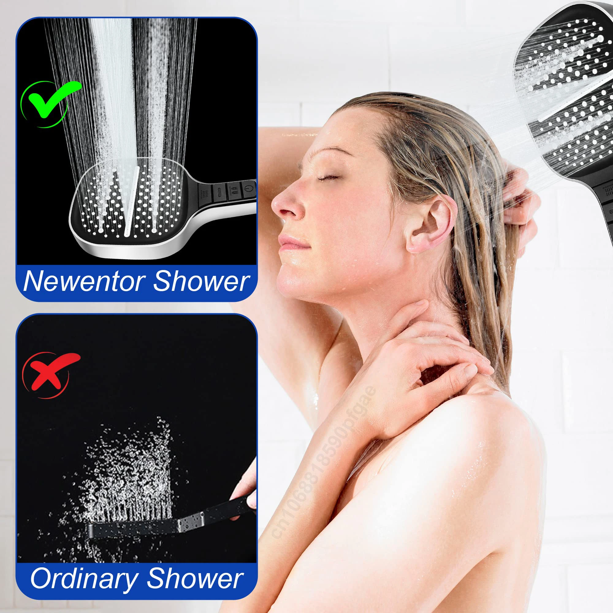 High Pressure Shower Head 7 Modes Adjustable Showerhead With Hose Saving Water One-Key Stop Spray Nozzle Bathroom Accessories 4