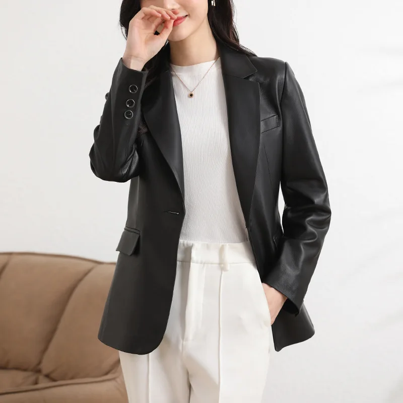 

'S New Genuine Leather Sheepskin Slim Fit Suit, Leather Coat, Female Style Commuter Slim Fit Young Suit