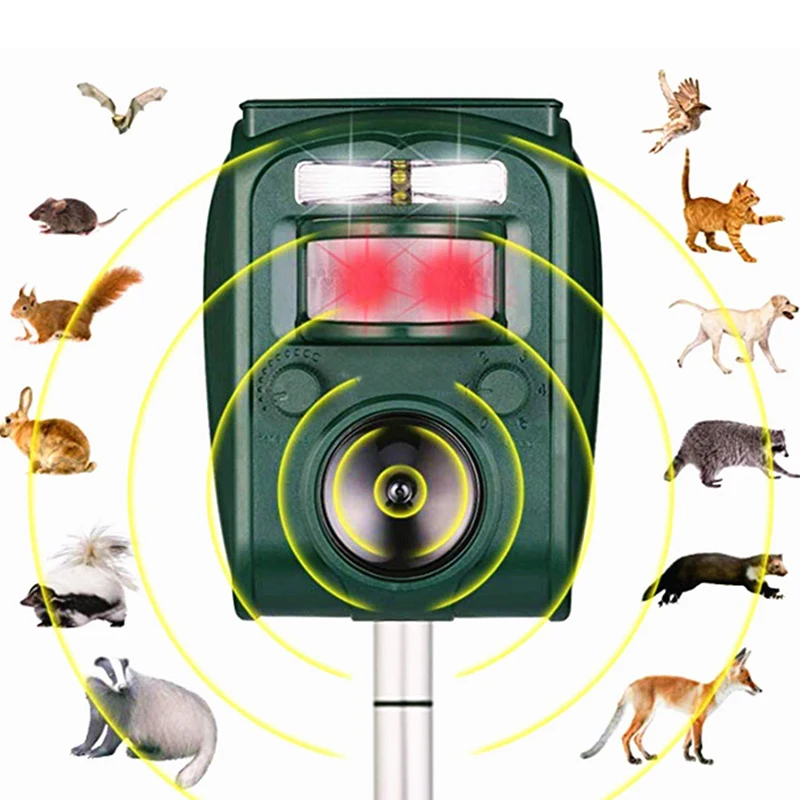 Repelente solar ultrassônico de animais, novo sensor pir, jardim ao ar livre, pragas, mouse, pássaro, gato, cachorro, morcego, repelente, mantém os animais longe