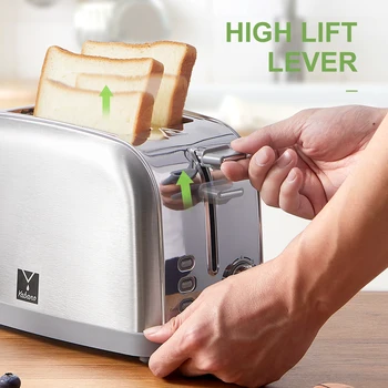 2 slice toaster, Retro Bagel Toaster Toaster with 7 Bread Shade Settings, 2 Extra Wide Slots, Defrost/Bagel/Cancel Function, Rem 6