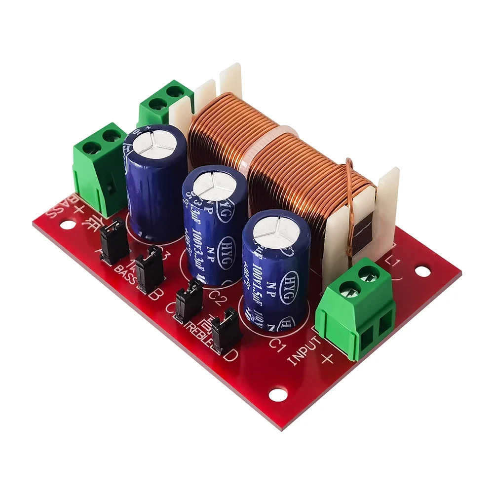 2 Way Crossover Filters Module 400W Audio Speaker Frequency Divider Adjustable Full Range Treble Bass Welding Free YLY-2088