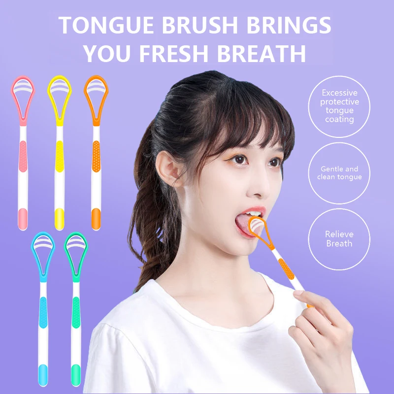 

Double Sided Soft Silicone Tongue Scraper Reusable Tongue Cleaner Brush Fresh Breath Cleaning Coated Tongue Toothbrush