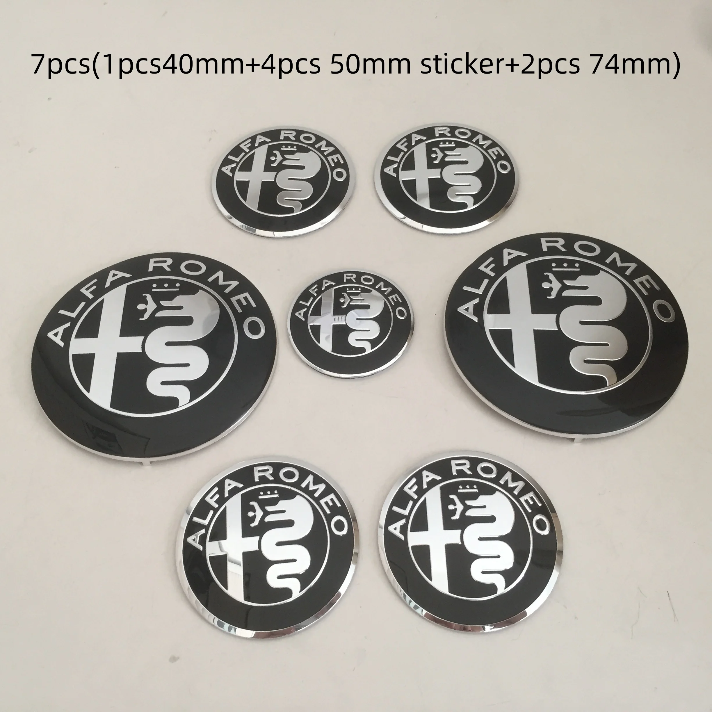 7-Piece Alfa Romeo Emblem Set: Premium Wheel, Hood, and Trunk Styling Kit