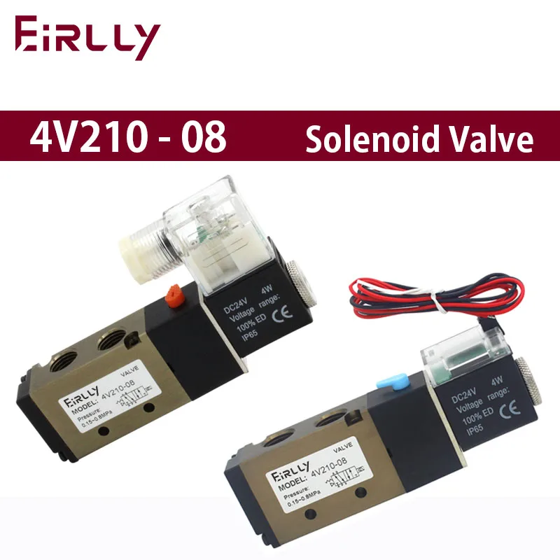 

4V210-08Air Solenoid Valve 5 Way Port 2 Position Gas Pneumatic Electric Magnetic Valve 12V 24V 220V port 1/4" Solenoid Valve