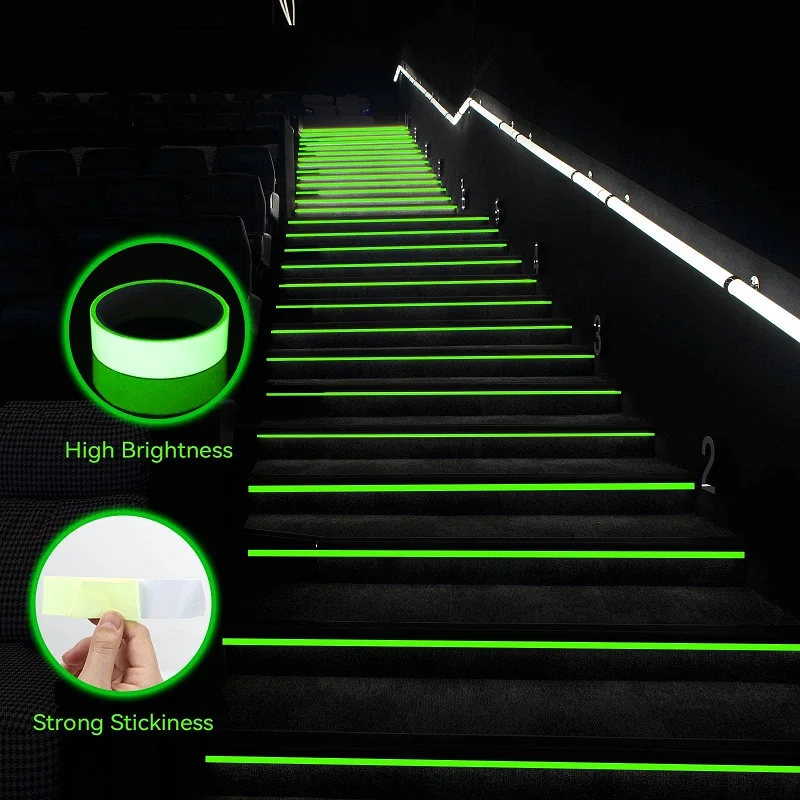Luminous tape warning stickers luminous sticker tape 3M glow in the dark tape Luminescent emergency luminous photoluminescent stickers For safety egress marker stair steps exit sign