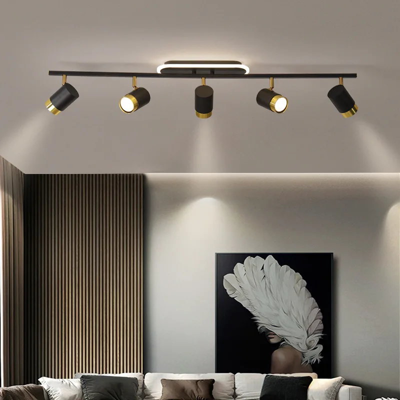 Nordic Strip Led Chandeliers With Spotlights For Living Room Bedroom Balcony corridor Lights Black White Decor Lighting Fixtures led chandelier