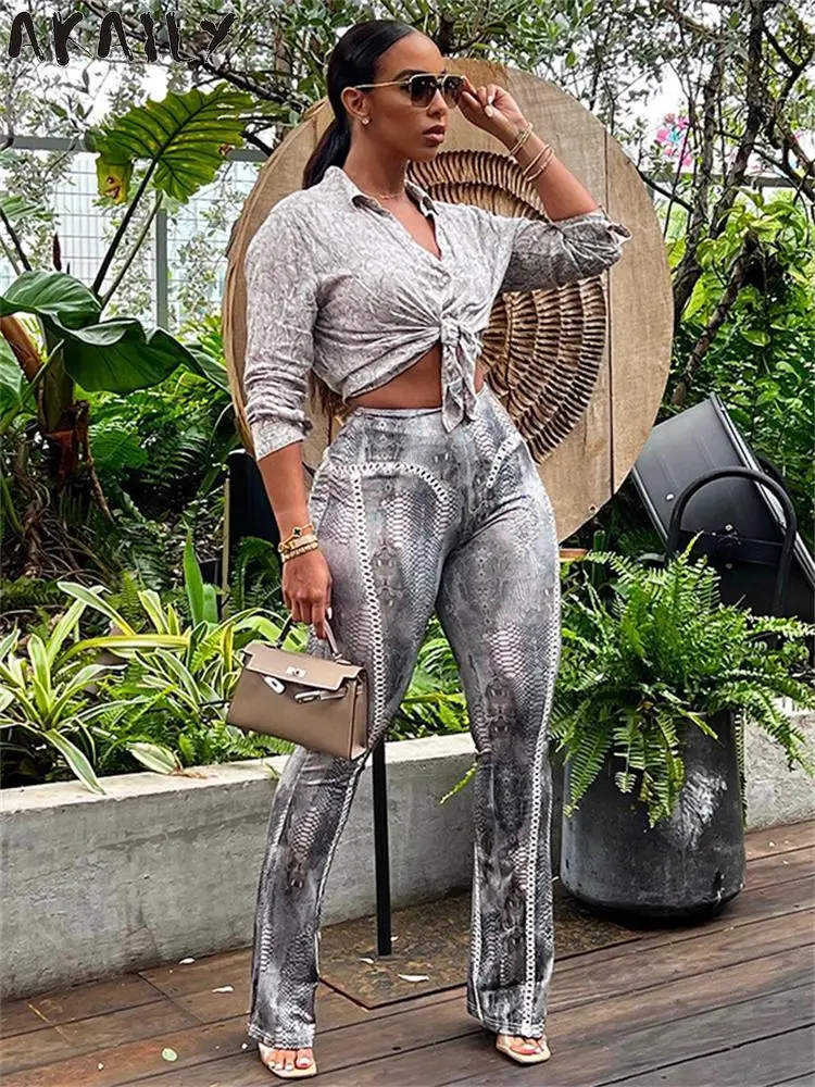 

Akaily Skinny High Waist Long Pants Summer Outfits For Women 2023 Snakeskin Print Y2k Streetwear Pants Casual Pocket Pants