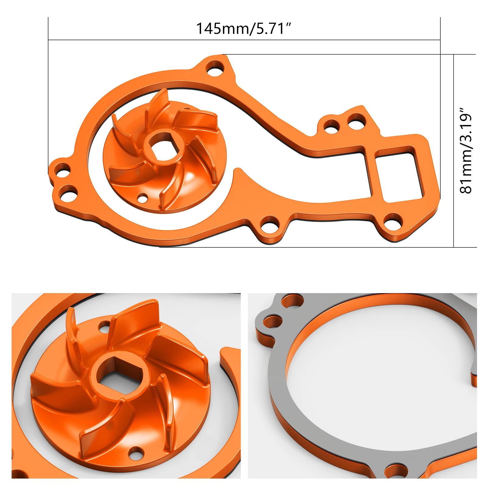 Hochfluss-Wasserpumpen-Kühlerlaufradsatz für Husqvarna 701 KTM 690 DUKE/DUKE R/Enduro/Enduro R/SMC/SMCR 08–23, GasGas 700 SM/ES – Detail 2