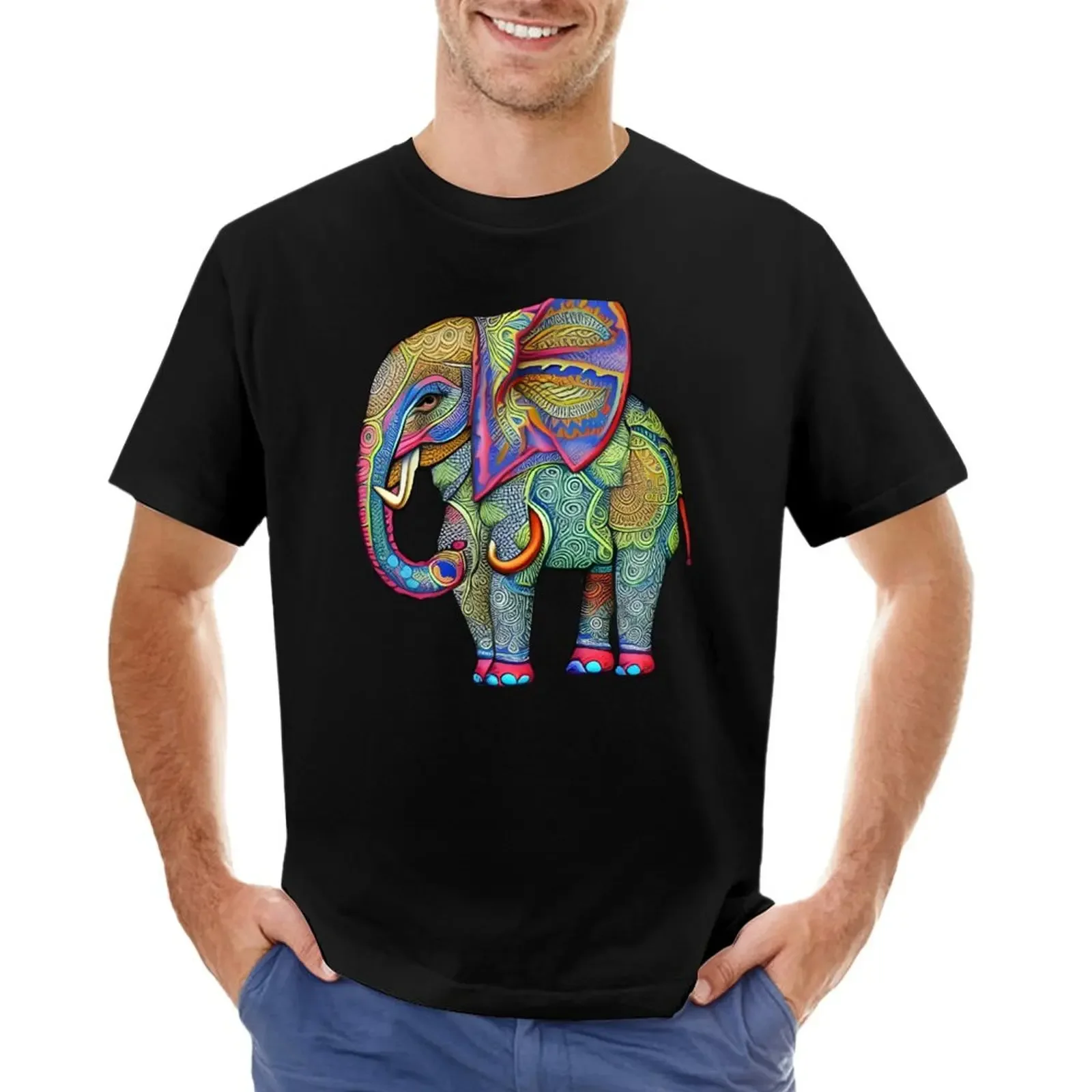 

Cute Colorful Elephant T-shirt kawaii clothes summer top cute tops fitted t shirts for men