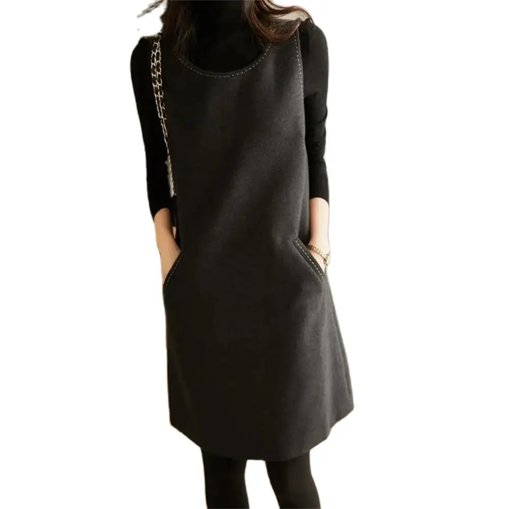 

Women's Open Thread Woolen Vest Dress Slim Sleeveless Dress Ladies Tank Dress Women's Clothing Fashion Autumn Winter