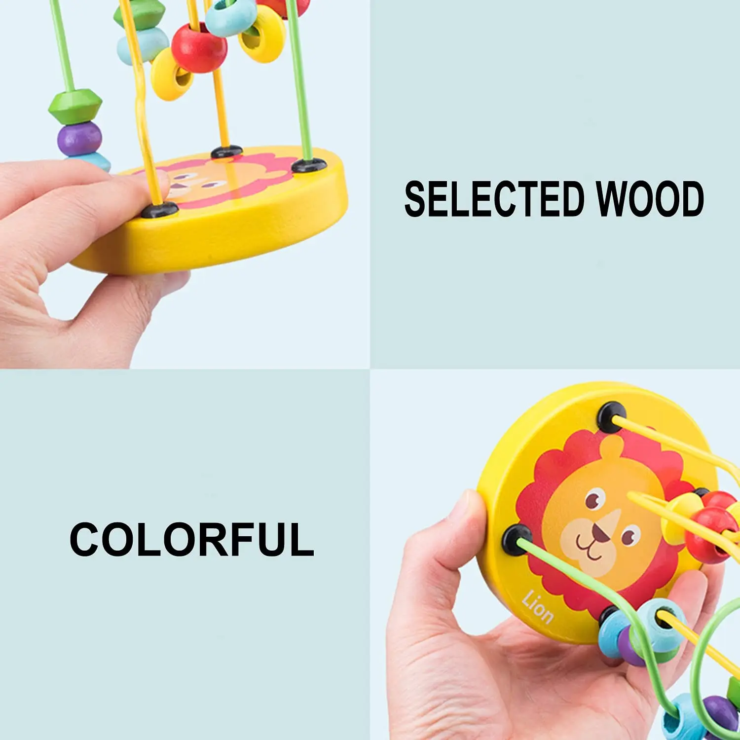 Baby Montessori Educational Math Toy Kids Circles Bead Wire Maze Roller Coaster for Children Montessori Wooden Toys Wood Puzzles 5