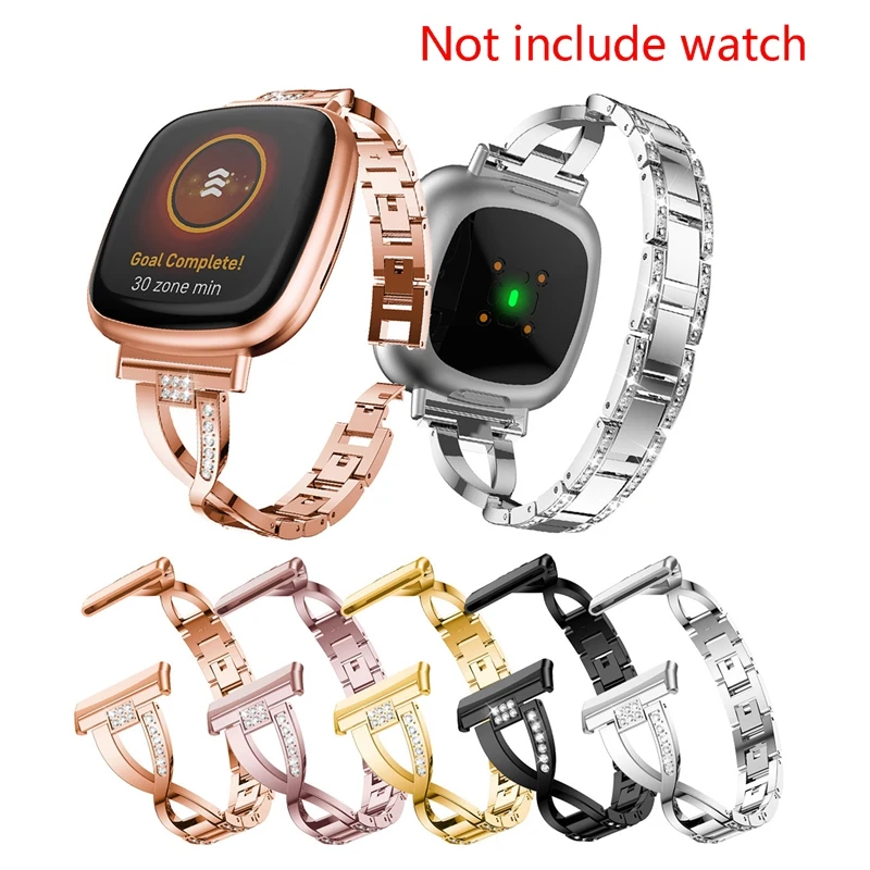 

Diamond Watch Band For Fitbit Versa 3 Stainless Steel Strap Lady Women Bling Diamond Band Strap