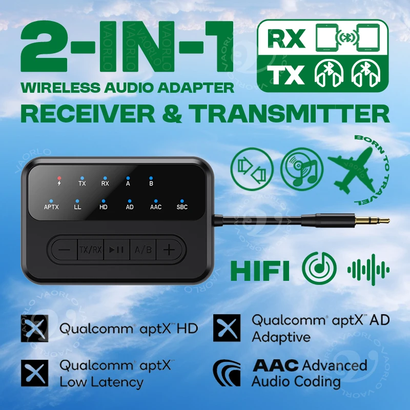 Wireless HiFi Music Adapter with 2-in-1 Bluetooth Audio Receiver & Transmitter