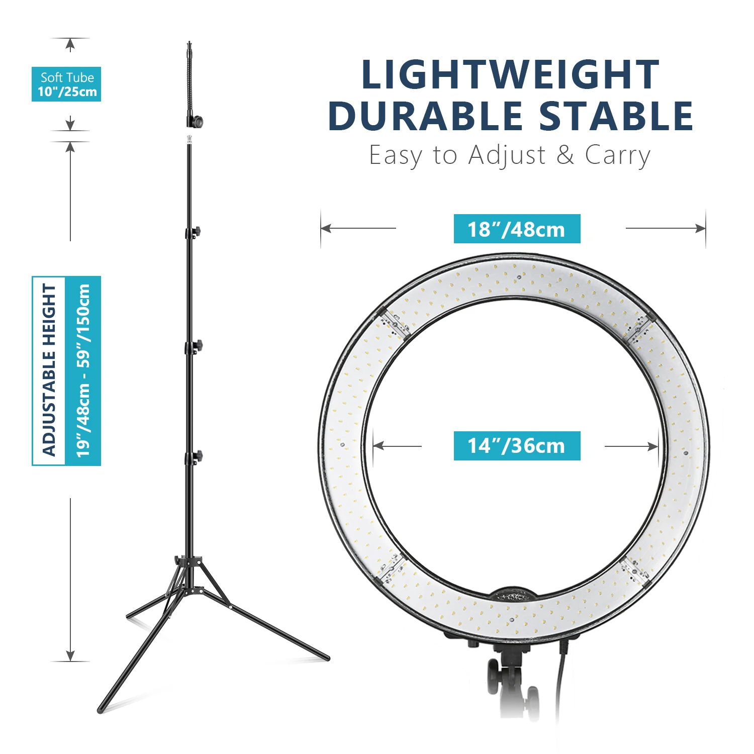 NEEWER 18inch Ring Light Kit 55W 5600K LED Ring Light with NEEWER 18inch Ring Light Kit 55W 5600K LED Ring Light with