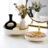 Wooden Bathroom Storage Tray Countertop Organizer Trays Vanity Counter Storage Shelf Round Cosmetic Holder Decorative Box 1