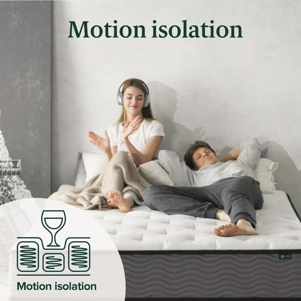 10 Inch True Support Hybrid Mattress,Queen, Fiberglass Free, Medium Feel, Motion Isolation, Certified Safe Foams Fabric matress 5
