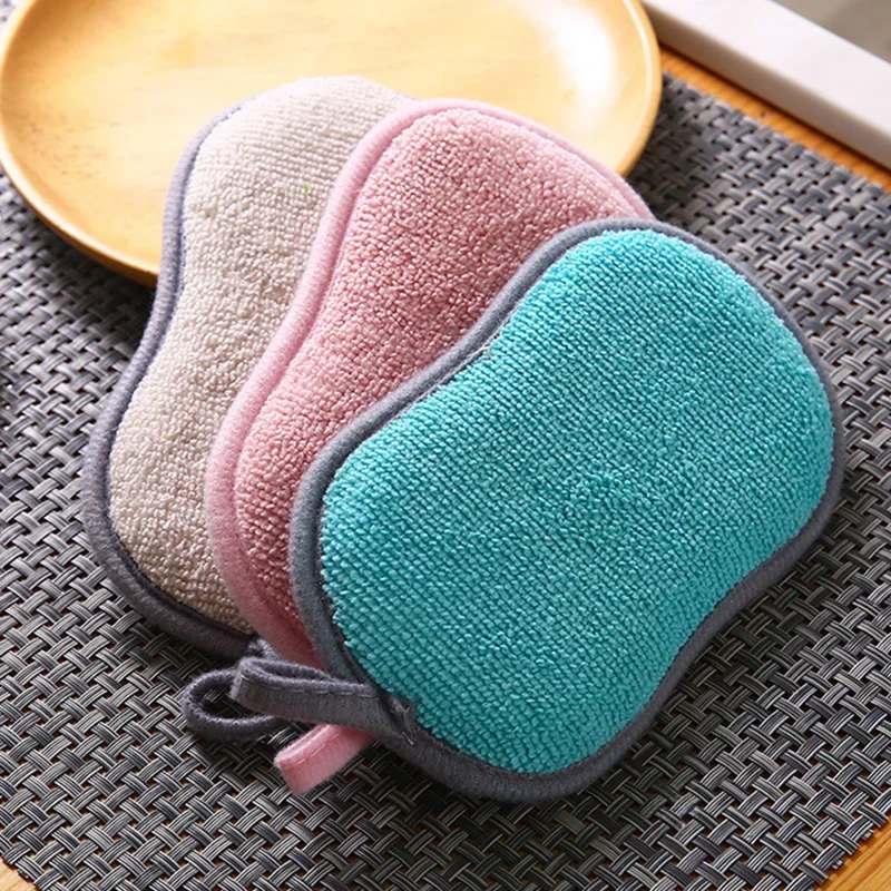 Scrub Sponges for Dishes Non-Scratch Microfiber Sponge Non Stick Pot Cleaning Sponges Kitchen Tools Wash Pot Gadgets