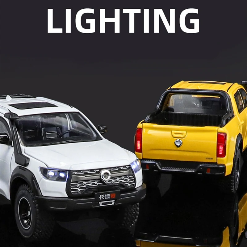 1:24 Great Wall Motor POER Pickup Alloy Car Model Diecast Metal Off-road Vehicles Car Model Simulation Sound Light Kids Toy Gift 3
