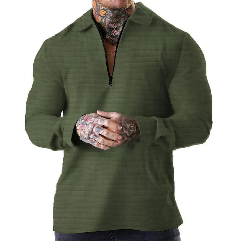 

Men's Sweatshirt Spring Autumn Casual Solid Turn-down Collar Pullover Sweatshirts Long Sleeve Streetwear Tracksuit Men Pullovers