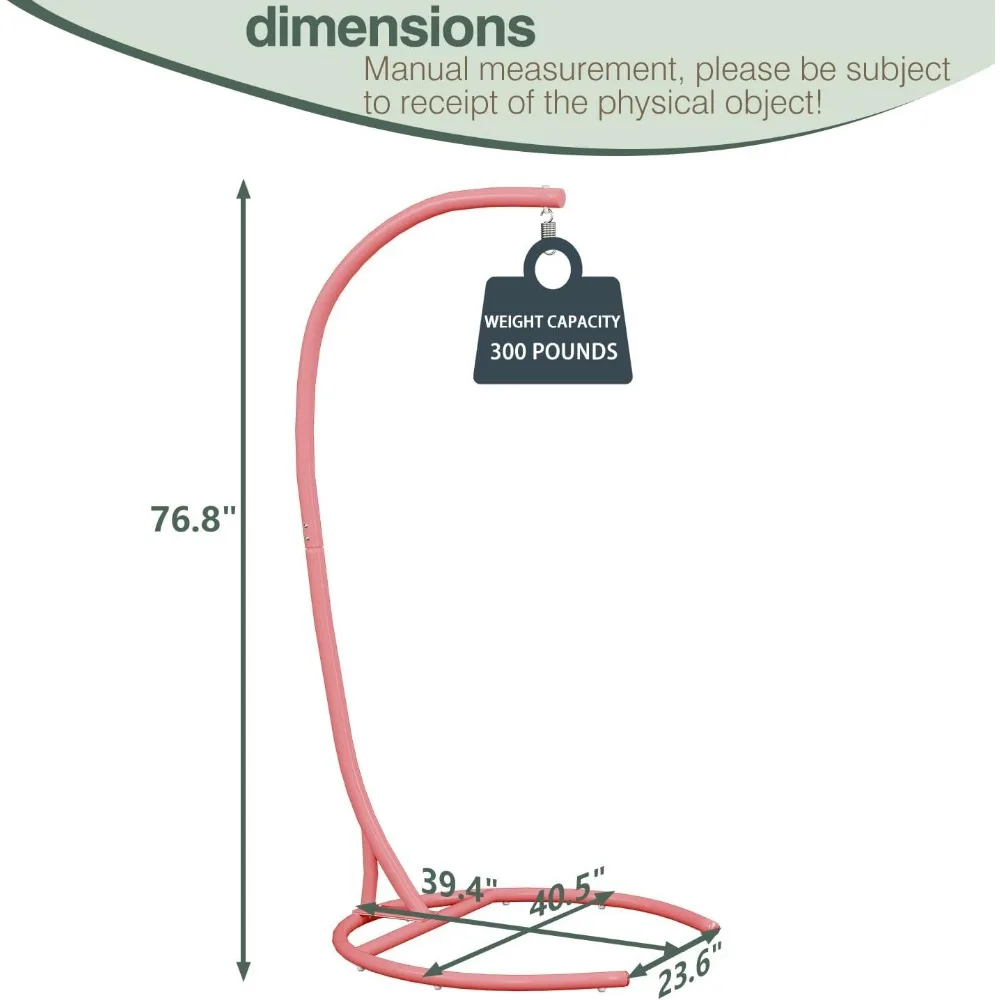 300lbs Hammock Chair Heavy Duty Hanging Chair Stand Only 360 Degree Rotation C Stand Frame, Patio Swings 6