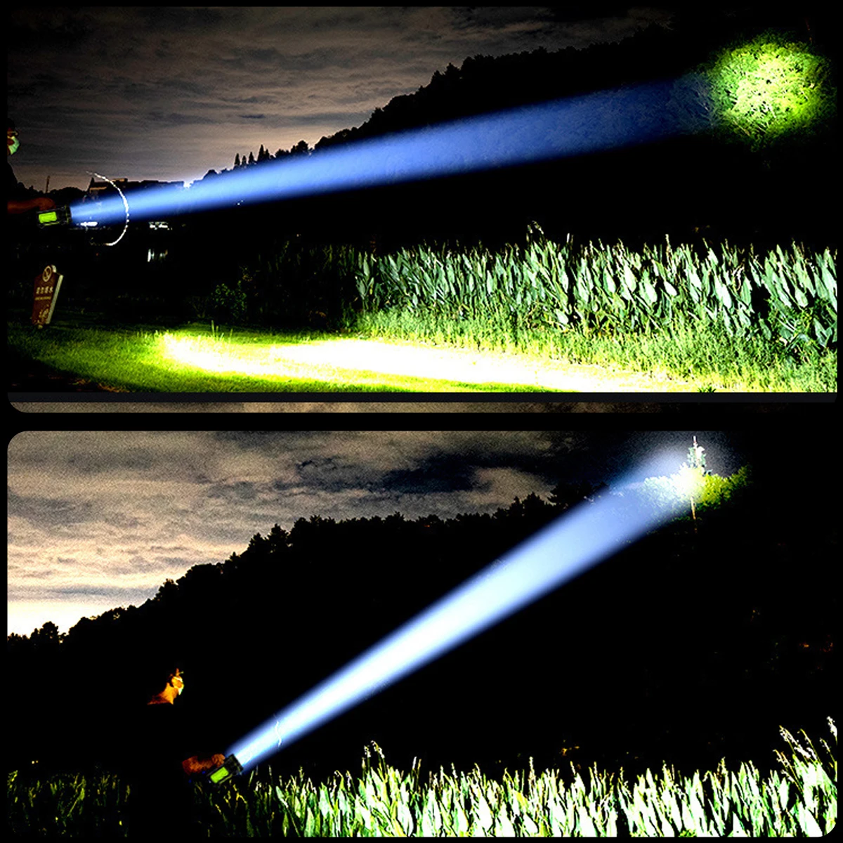 Rechargeable Searchlight Handheld LED Spotlight IP65 Waterproof Large Capacity Battery Torch Flashlight for Hiking Camping Light